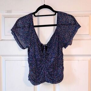 Rewind Navy Floral Blouse